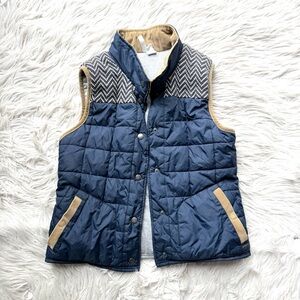 ELEMENT Women's Navy Corduroy & Herringbone Trim Vest Medium